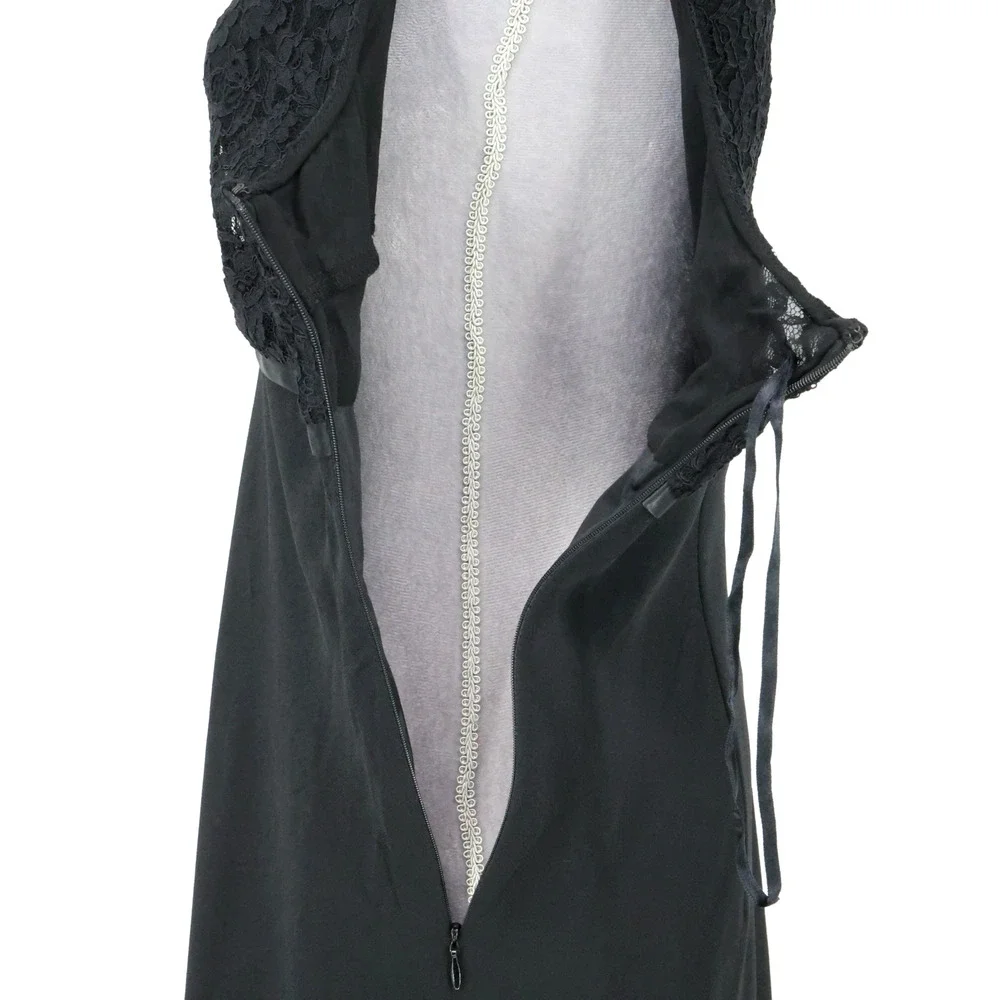 Jones Wear Dress Womens 16 Black Lace Bodice Chiffon Skirt Side Zip Lined Party - Picture 10 of 12